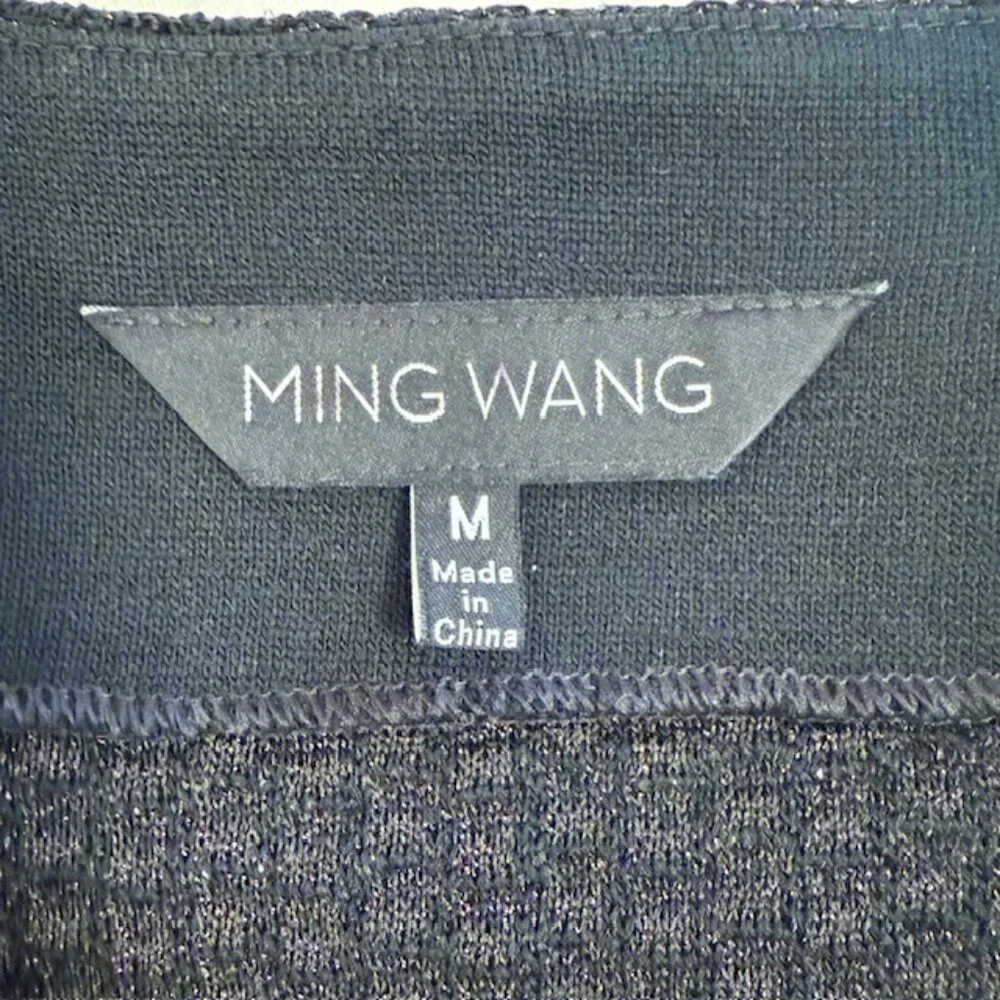 Ming Wang Blazer Jacket Women’s M Black Sparkle Hook Loop Stretch 3/4 Sleeve